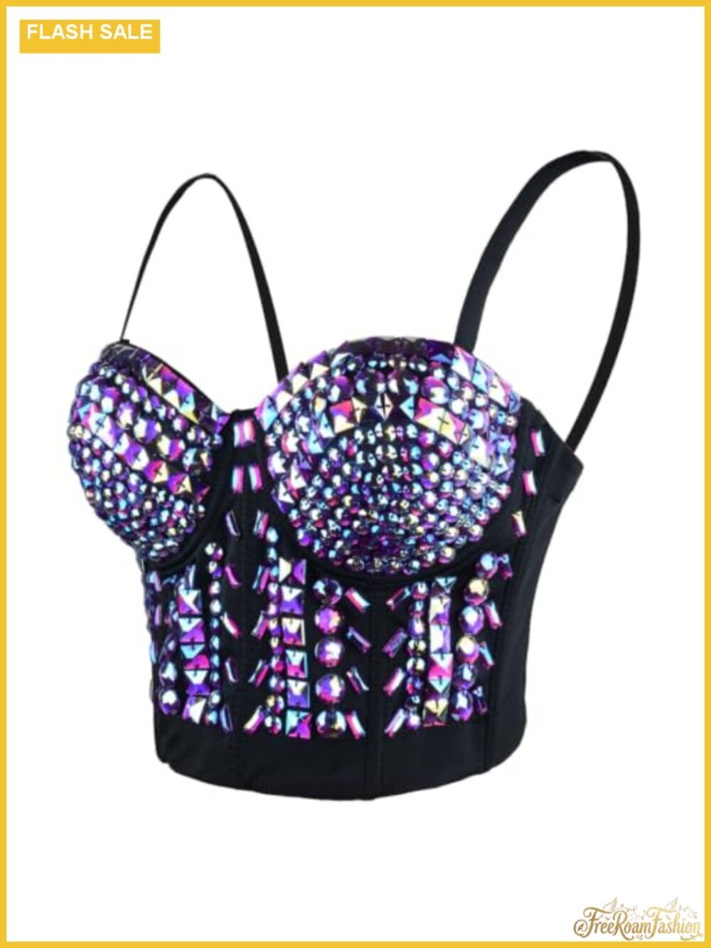 Rhinestone Bustier Crop Top Club Party Glitter Corset Bra